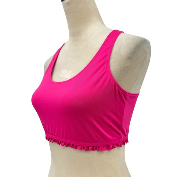 143 Story Lizzy Two Piece Hot Pink Ruffle High Waist Legging Crop Tank Set - Picture 7 of 16